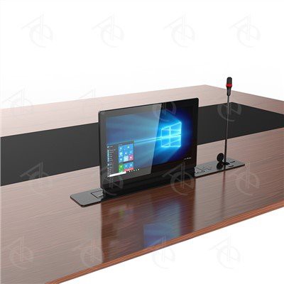 17'' gemotoriseerde intrekbare verstelbare kantelbare 0-90 graden monitor met optilbare microfoon